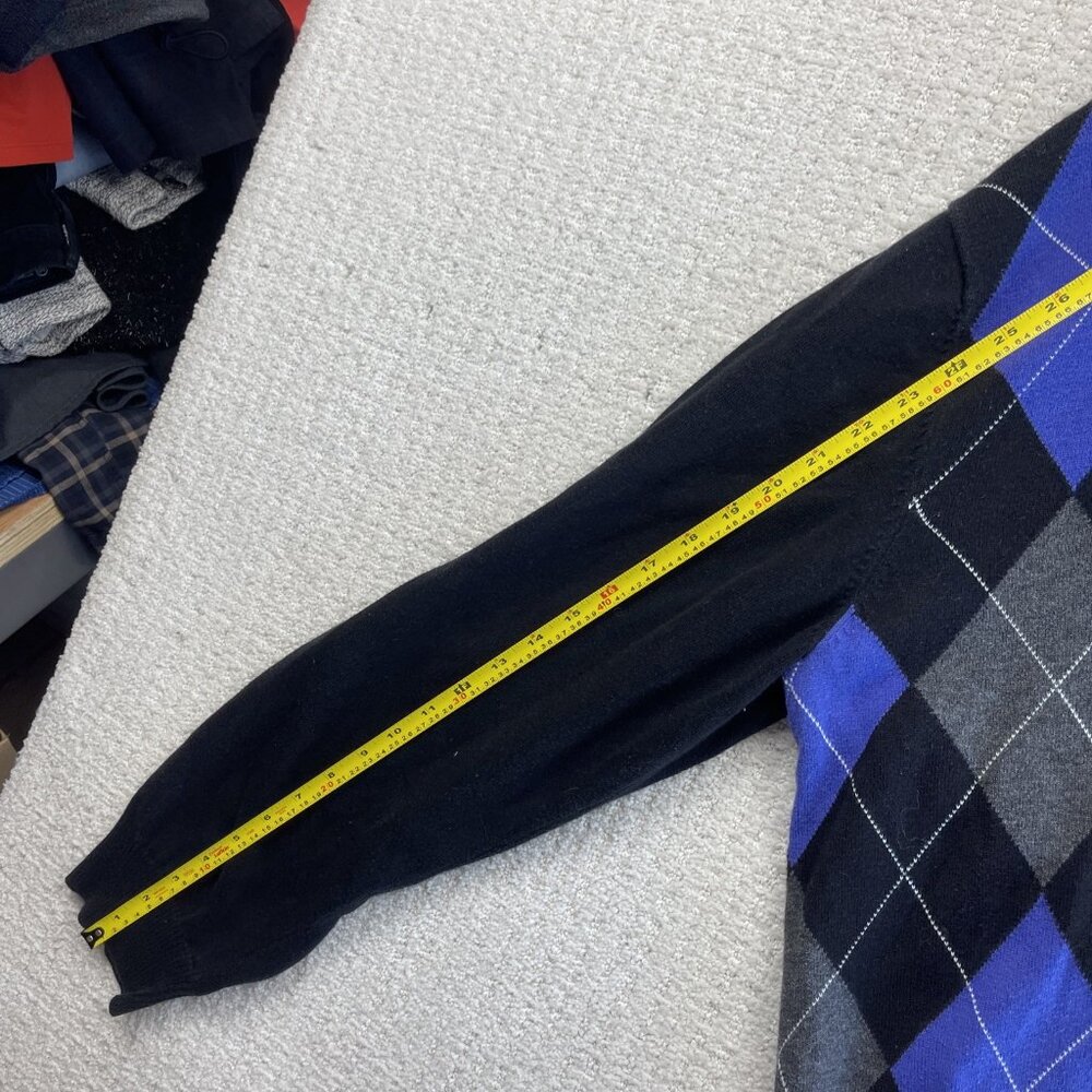 VTG Tommy Hilfiger Argyle Sweater Mens Purple / Black Diamond Dark Academia Read - Picture 9 of 11